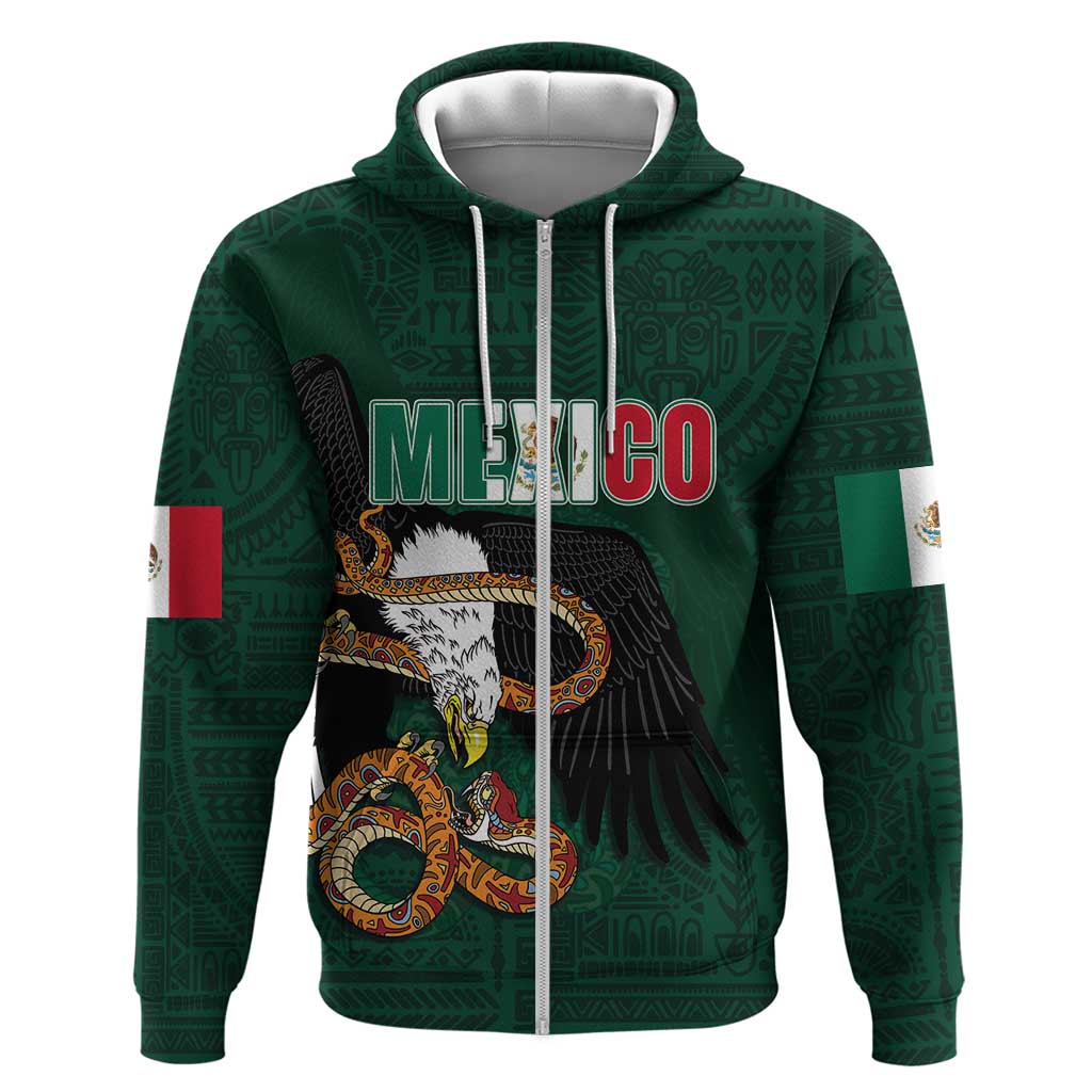 Personalized Mexican Culture Hoodie Aztec Spirit Mexico with Eagle Emblem and Maya Ancient - Wonder Print Shop