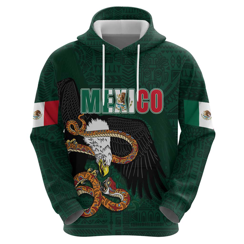 Personalized Mexican Culture Hoodie Aztec Spirit Mexico with Eagle Emblem and Maya Ancient - Wonder Print Shop