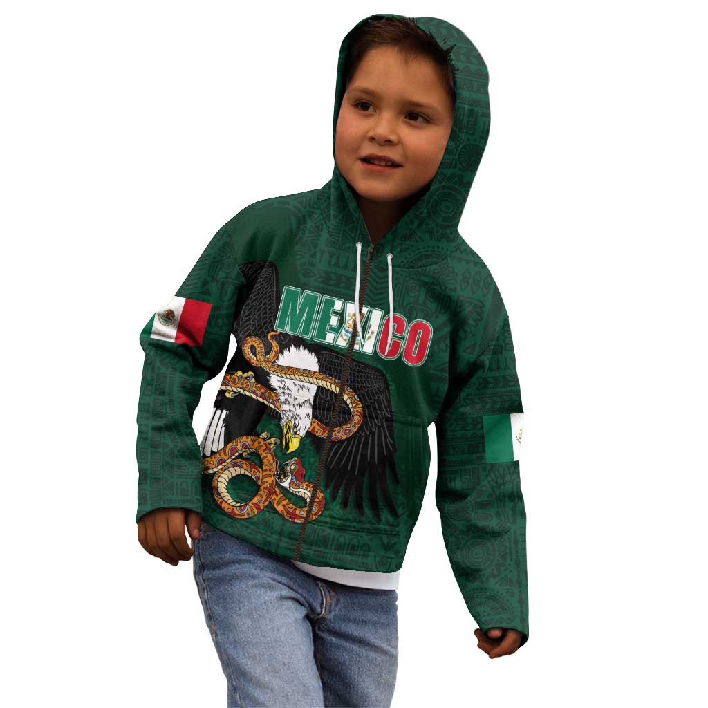 Personalized Mexican Culture Kid Hoodie Aztec Spirit Mexico with Eagle Emblem and Maya Ancient - Wonder Print Shop