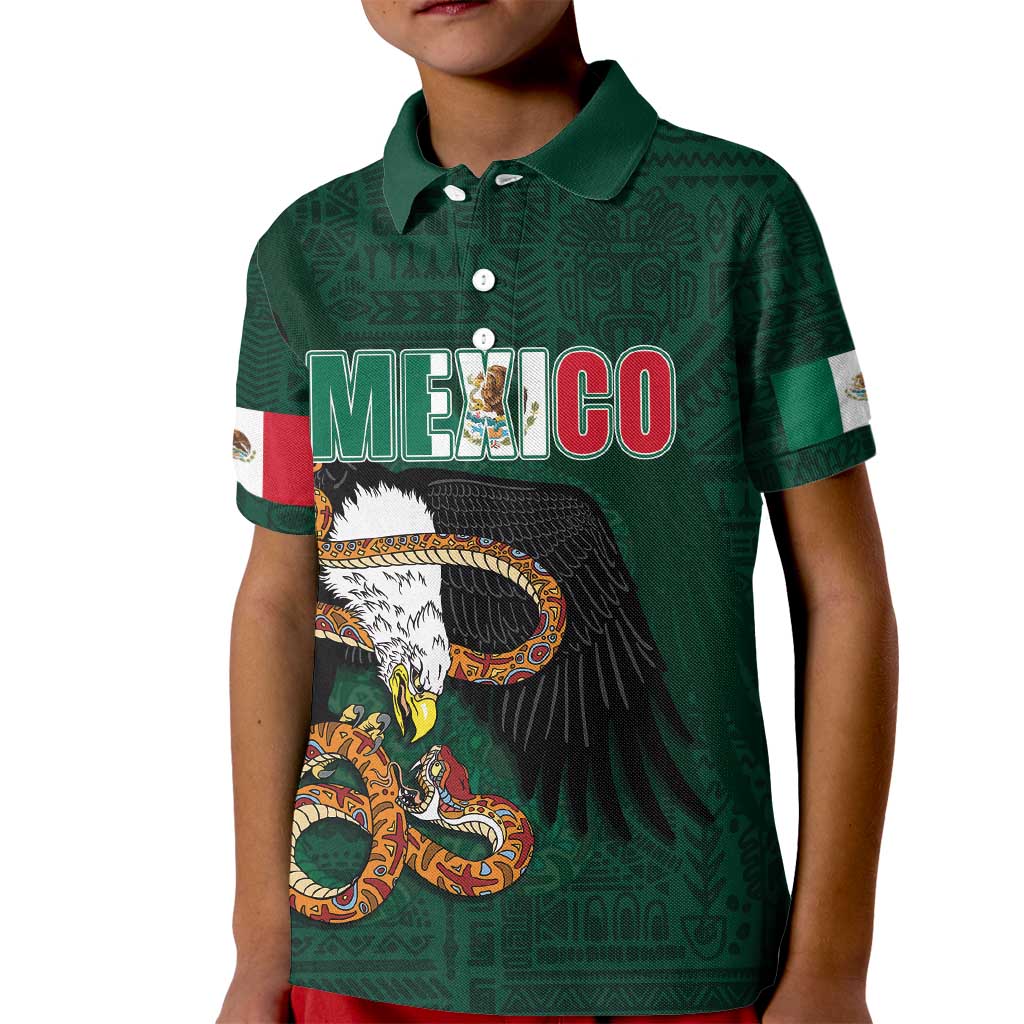 Personalized Mexican Culture Kid Polo Shirt Aztec Spirit Mexico with Eagle Emblem and Maya Ancient - Wonder Print Shop