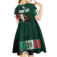 Personalized Mexican Culture Kid Short Sleeve Dress Aztec Spirit Mexico with Eagle Emblem and Maya Ancient - Wonder Print Shop