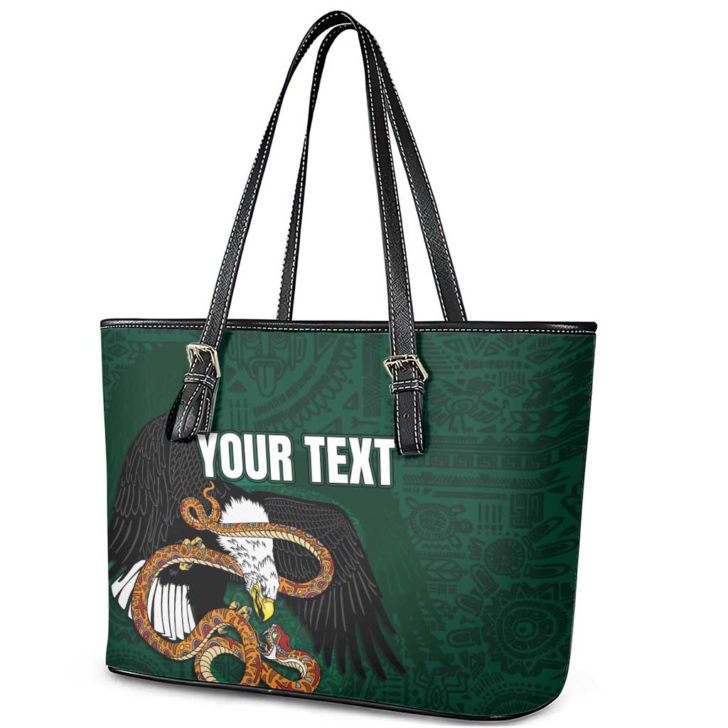 Personalized Mexican Culture Leather Tote Bag Aztec Spirit Mexico with Eagle Emblem and Maya Ancient - Wonder Print Shop
