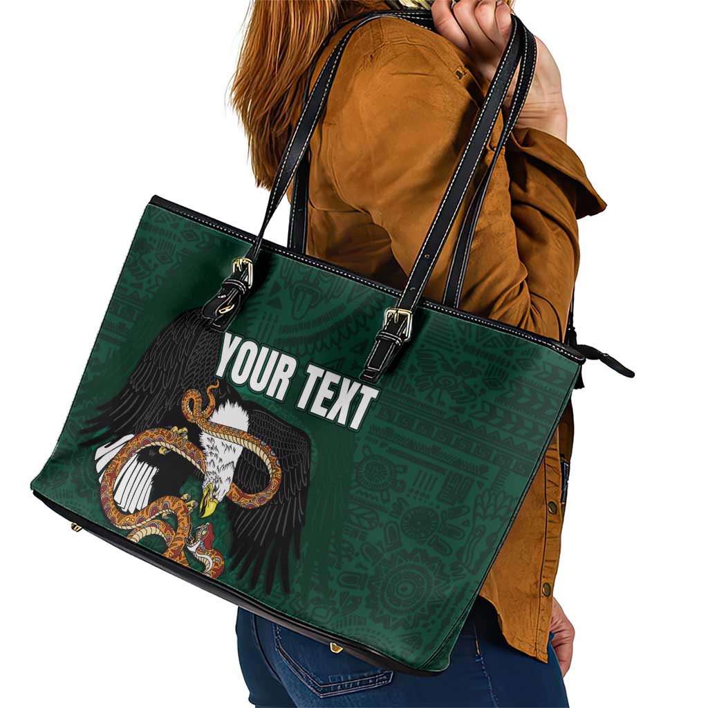 Personalized Mexican Culture Leather Tote Bag Aztec Spirit Mexico with Eagle Emblem and Maya Ancient - Wonder Print Shop