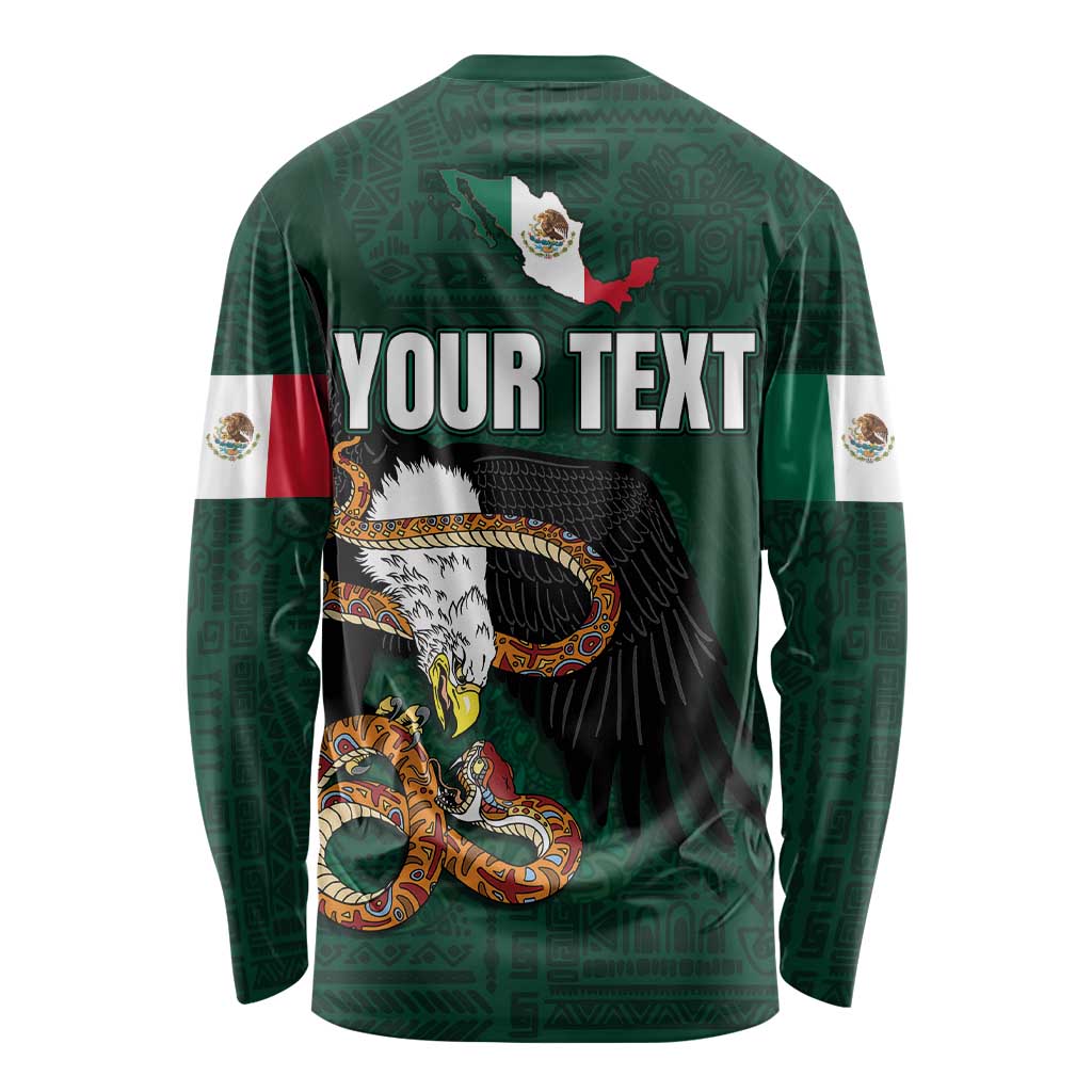 Personalized Mexican Culture Long Sleeve Shirt Aztec Spirit Mexico with Eagle Emblem and Maya Ancient - Wonder Print Shop