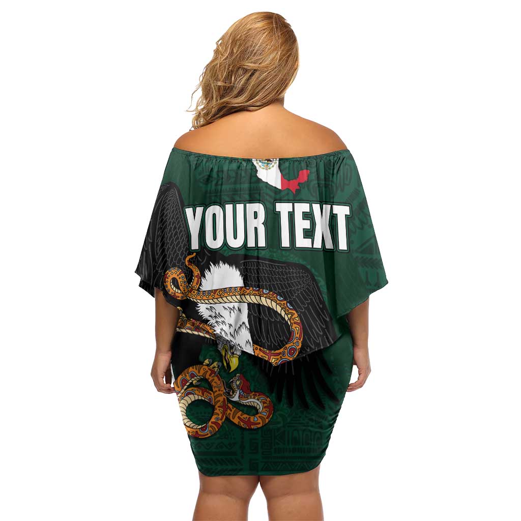 Personalized Mexican Culture Off Shoulder Short Dress Aztec Spirit Mexico with Eagle Emblem and Maya Ancient - Wonder Print Shop