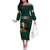 Personalized Mexican Culture Off The Shoulder Long Sleeve Dress Aztec Spirit Mexico with Eagle Emblem and Maya Ancient - Wonder Print Shop