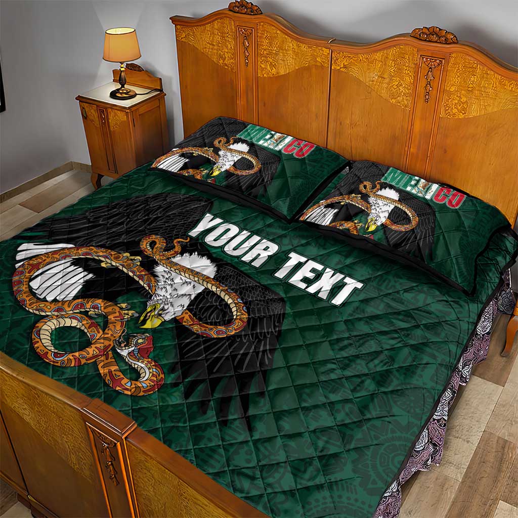 Personalized Mexican Culture Quilt Bed Set Aztec Spirit Mexico with Eagle Emblem and Maya Ancient - Wonder Print Shop
