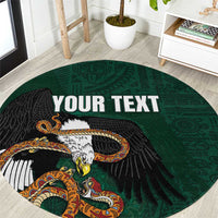 Personalized Mexican Culture Round Carpet Aztec Spirit Mexico with Eagle Emblem and Maya Ancient
