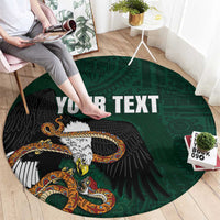 Personalized Mexican Culture Round Carpet Aztec Spirit Mexico with Eagle Emblem and Maya Ancient