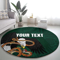 Personalized Mexican Culture Round Carpet Aztec Spirit Mexico with Eagle Emblem and Maya Ancient