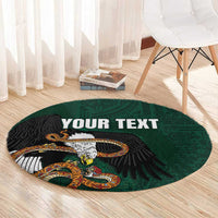 Personalized Mexican Culture Round Carpet Aztec Spirit Mexico with Eagle Emblem and Maya Ancient