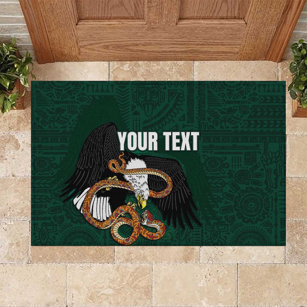 Personalized Mexican Culture Rubber Doormat Aztec Spirit Mexico with Eagle Emblem and Maya Ancient - Wonder Print Shop