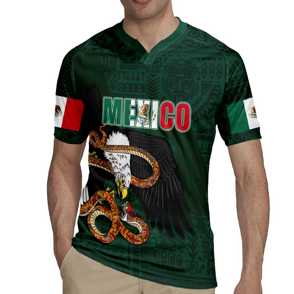 Personalized Mexican Culture Rugby Jersey Aztec Spirit Mexico with Eagle Emblem and Maya Ancient - Wonder Print Shop