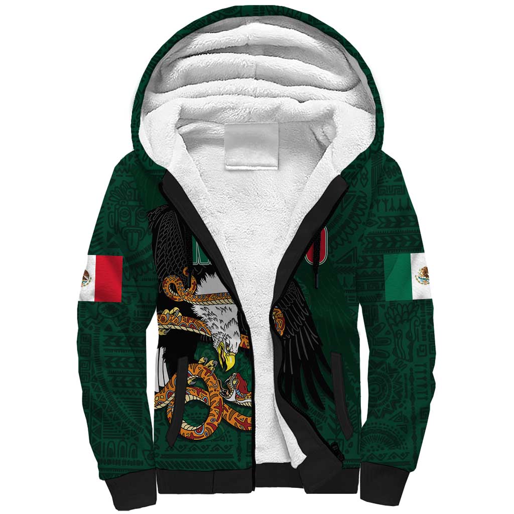 Personalized Mexican Culture Sherpa Hoodie Aztec Spirit Mexico with Eagle Emblem and Maya Ancient - Wonder Print Shop