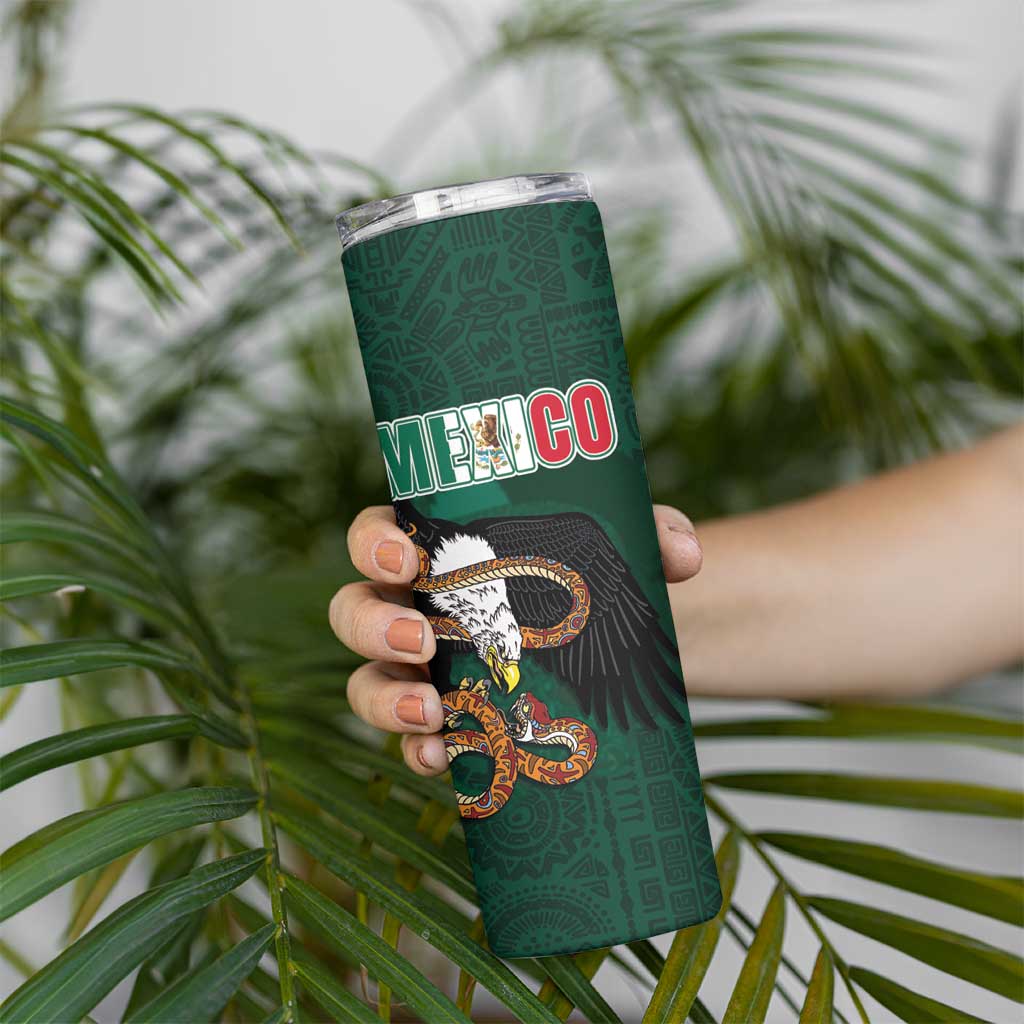 Personalized Mexican Culture Skinny Tumbler Aztec Spirit Mexico with Eagle Emblem and Maya Ancient - Wonder Print Shop