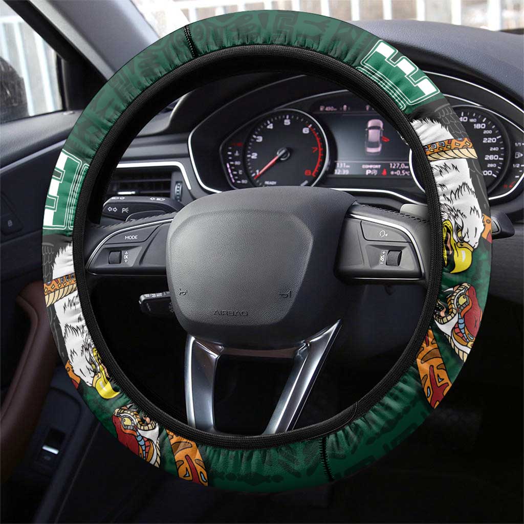 Mexican Culture Steering Wheel Cover Aztec Spirit Mexico with Eagle Emblem and Maya Ancient - Wonder Print Shop
