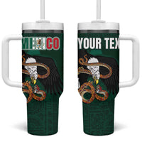Personalized Mexican Culture Tumbler With Handle Aztec Spirit Mexico with Eagle Emblem and Maya Ancient - Wonder Print Shop