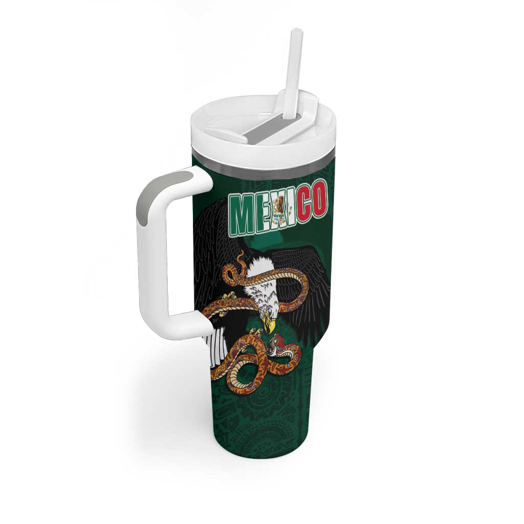 Personalized Mexican Culture Tumbler With Handle Aztec Spirit Mexico with Eagle Emblem and Maya Ancient - Wonder Print Shop