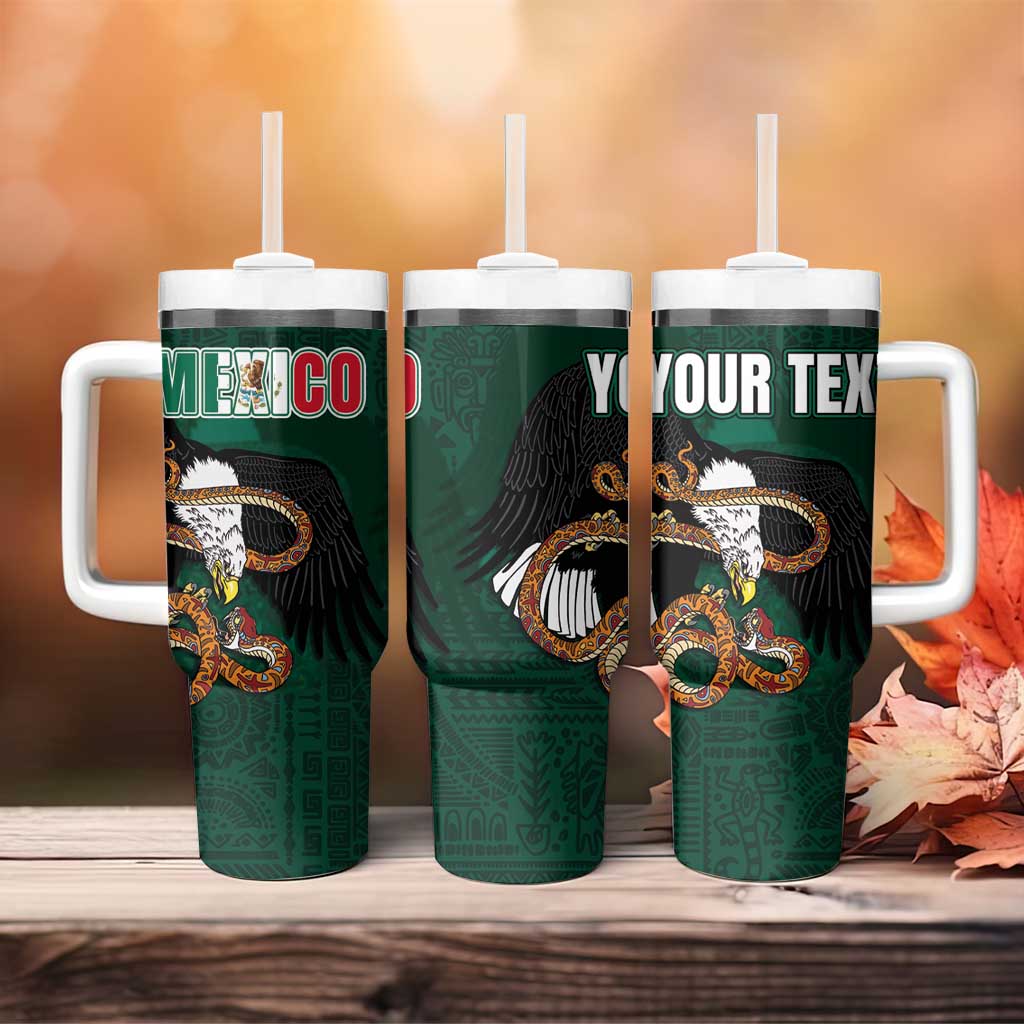 Personalized Mexican Culture Tumbler With Handle Aztec Spirit Mexico with Eagle Emblem and Maya Ancient - Wonder Print Shop
