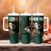 Personalized Mexican Culture Tumbler With Handle Aztec Spirit Mexico with Eagle Emblem and Maya Ancient - Wonder Print Shop