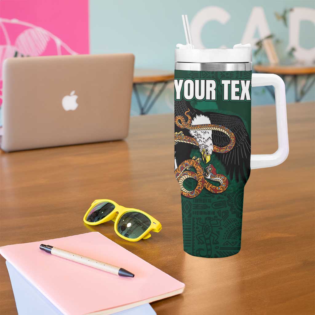Personalized Mexican Culture Tumbler With Handle Aztec Spirit Mexico with Eagle Emblem and Maya Ancient - Wonder Print Shop