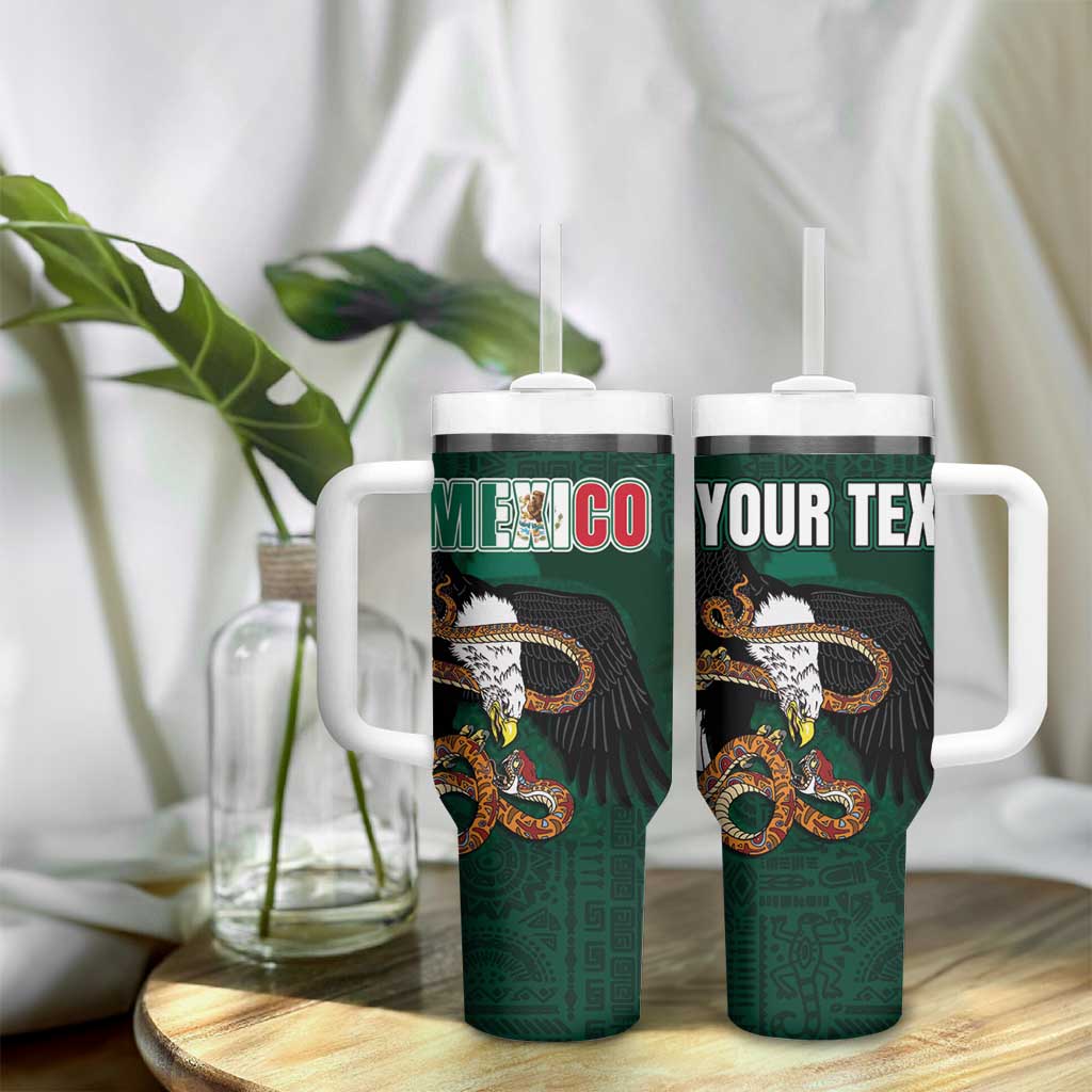 Personalized Mexican Culture Tumbler With Handle Aztec Spirit Mexico with Eagle Emblem and Maya Ancient - Wonder Print Shop