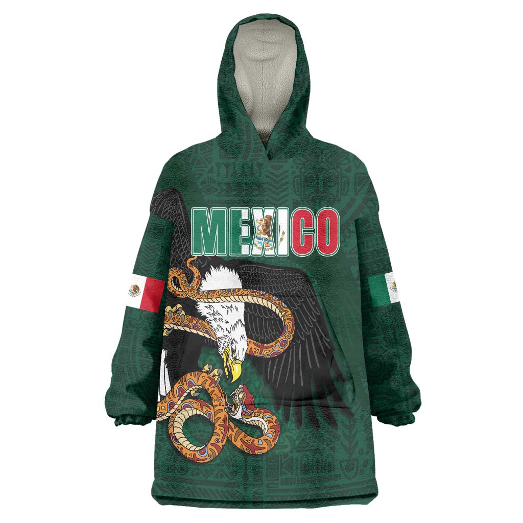 Personalized Mexican Culture Wearable Blanket Hoodie Aztec Spirit Mexico with Eagle Emblem and Maya Ancient - Wonder Print Shop