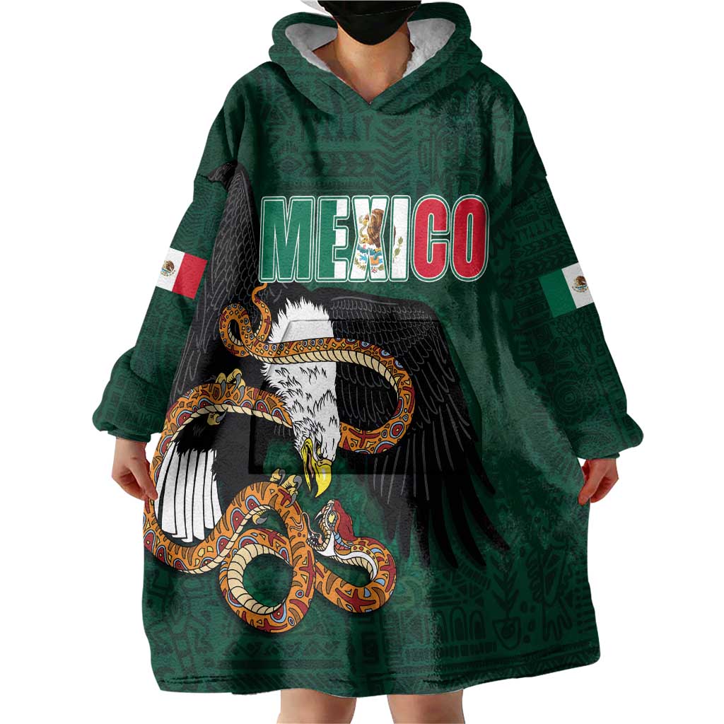 Personalized Mexican Culture Wearable Blanket Hoodie Aztec Spirit Mexico with Eagle Emblem and Maya Ancient - Wonder Print Shop
