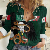 Personalized Mexican Culture Women Casual Shirt Aztec Spirit Mexico with Eagle Emblem and Maya Ancient - Wonder Print Shop