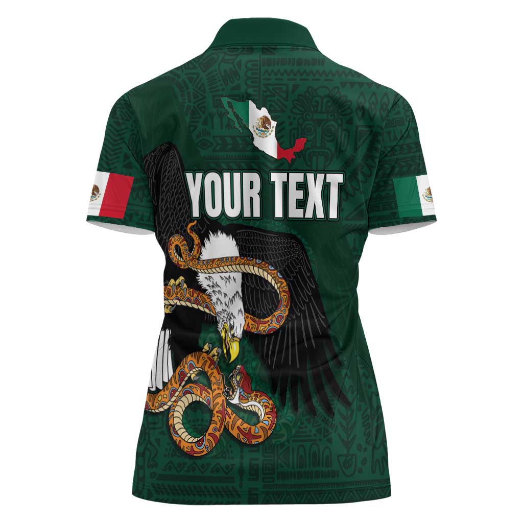 Personalized Mexican Culture Women Polo Shirt Aztec Spirit Mexico with Eagle Emblem and Maya Ancient - Wonder Print Shop