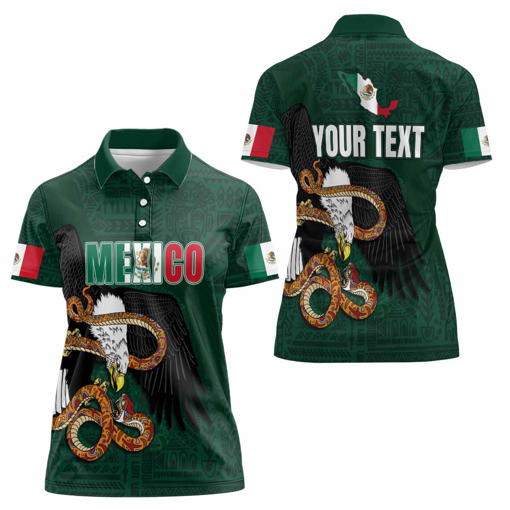 Personalized Mexican Culture Women Polo Shirt Aztec Spirit Mexico with Eagle Emblem and Maya Ancient - Wonder Print Shop