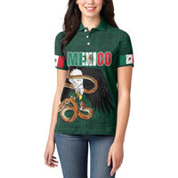 Personalized Mexican Culture Women Polo Shirt Aztec Spirit Mexico with Eagle Emblem and Maya Ancient - Wonder Print Shop