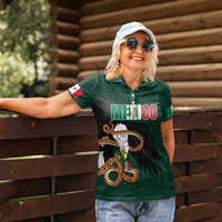 Personalized Mexican Culture Women Polo Shirt Aztec Spirit Mexico with Eagle Emblem and Maya Ancient - Wonder Print Shop