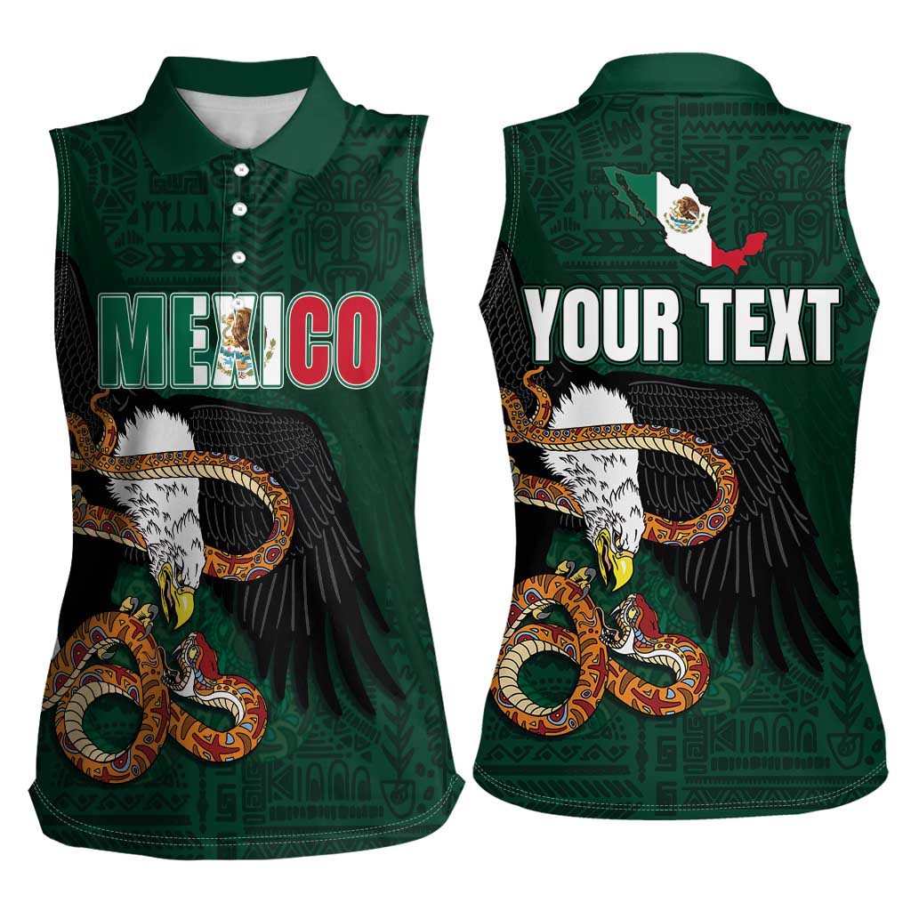 Personalized Mexican Culture Women Sleeveless Polo Shirt Aztec Spirit Mexico with Eagle Emblem and Maya Ancient - Wonder Print Shop