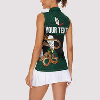Personalized Mexican Culture Women Sleeveless Polo Shirt Aztec Spirit Mexico with Eagle Emblem and Maya Ancient - Wonder Print Shop