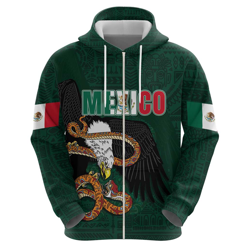 Personalized Mexican Culture Zip Hoodie Aztec Spirit Mexico with Eagle Emblem and Maya Ancient - Wonder Print Shop