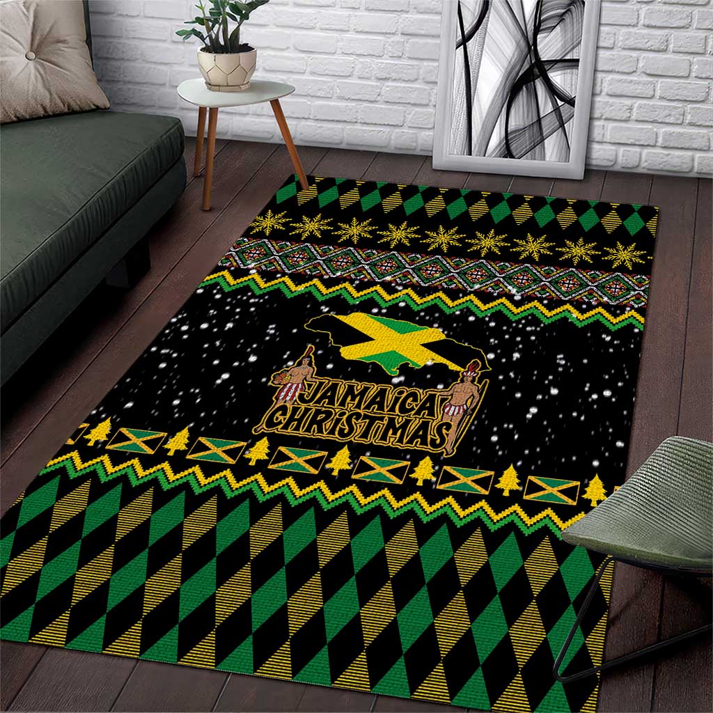 Jamaican Christmas Area Rug - Rastafarian Lion with Xmas Elements Reggae Style - Wonder Print Shop