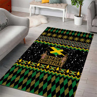Jamaican Christmas Area Rug - Rastafarian Lion with Xmas Elements Reggae Style - Wonder Print Shop