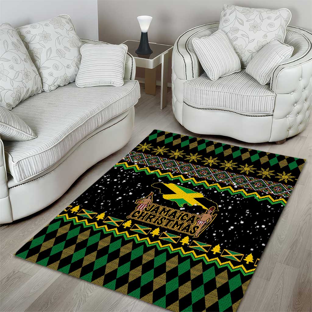 Jamaican Christmas Area Rug - Rastafarian Lion with Xmas Elements Reggae Style - Wonder Print Shop
