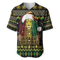 Jamaican Christmas Baseball Jersey - Rastafarian Lion with Xmas Elements Reggae Style - Wonder Print Shop