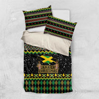 Jamaican Christmas Bedding Set - Rastafarian Lion with Xmas Elements Reggae Style - Wonder Print Shop