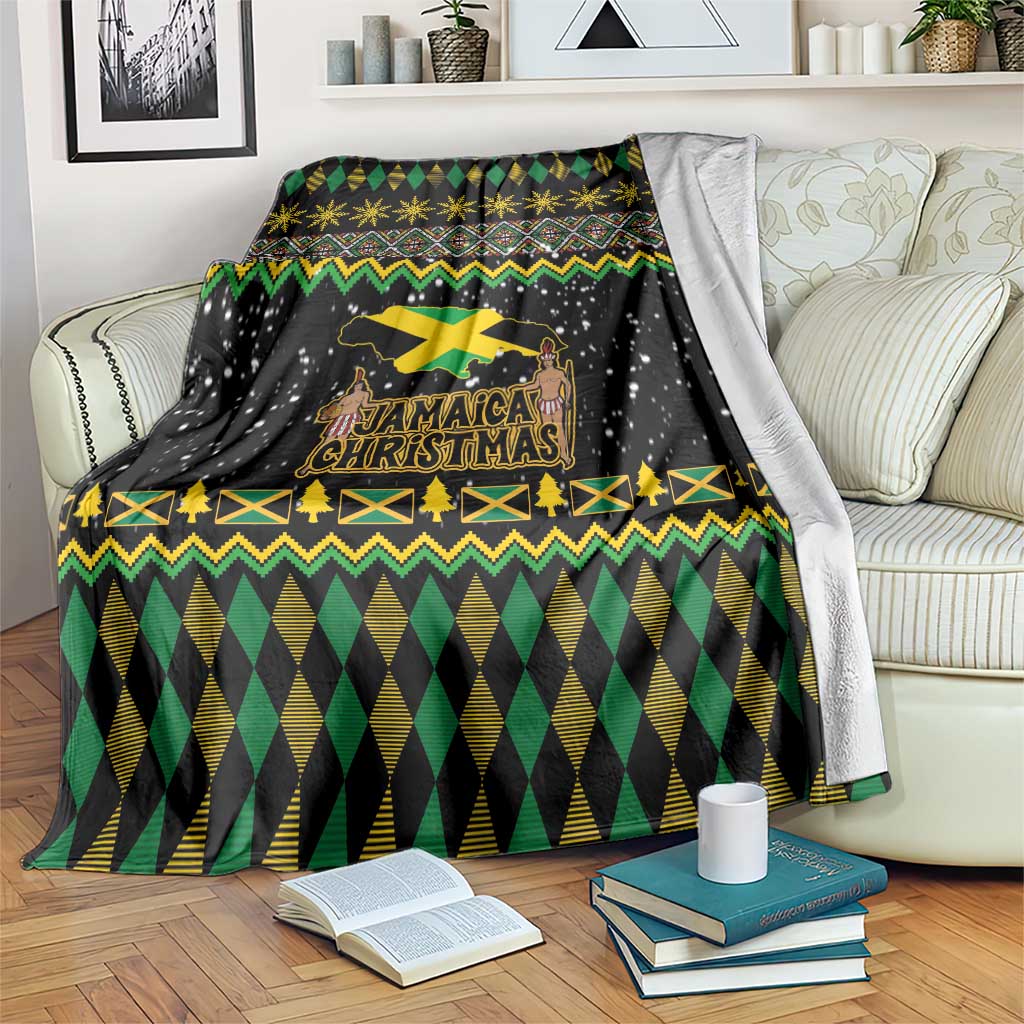 Jamaican Christmas Blanket - Rastafarian Lion with Xmas Elements Reggae Style