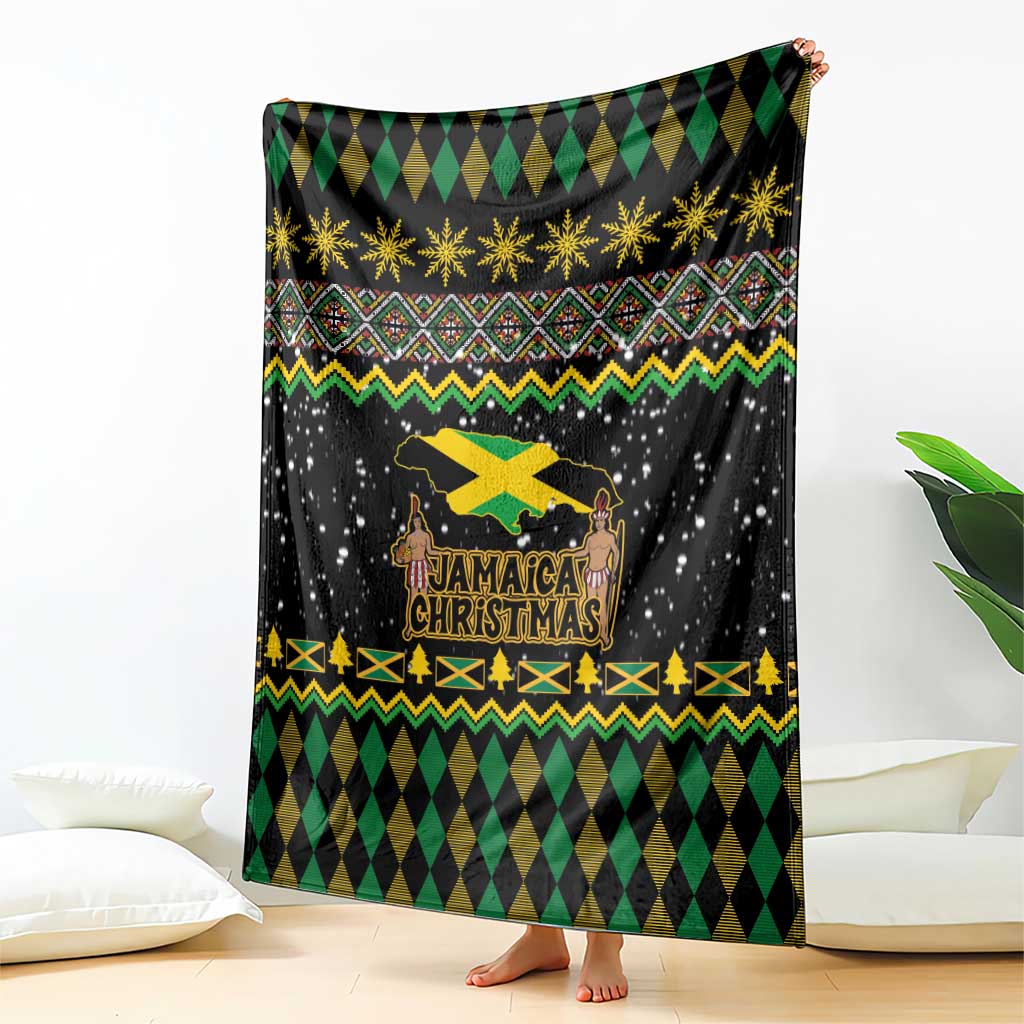 Jamaican Christmas Blanket - Rastafarian Lion with Xmas Elements Reggae Style