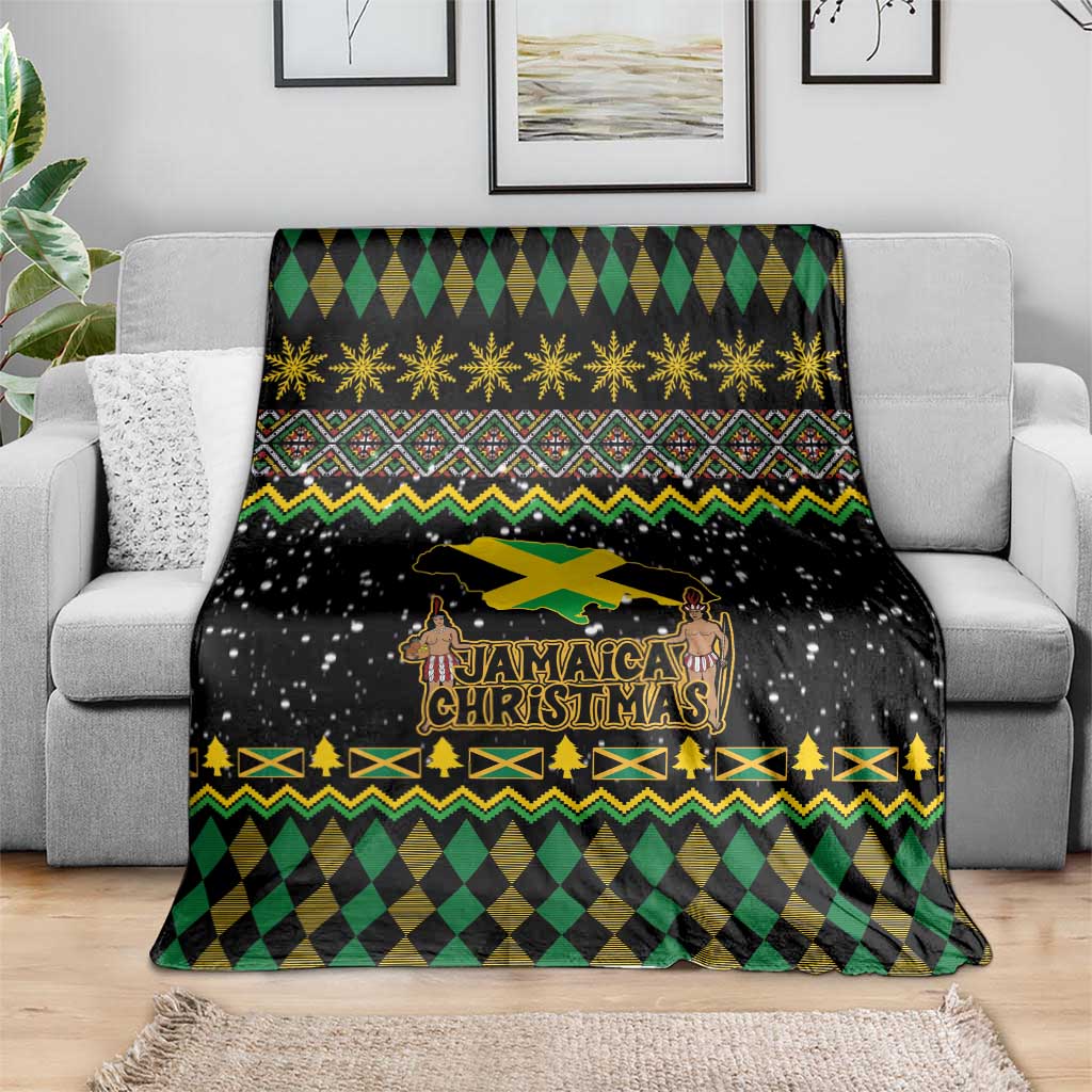 Jamaican Christmas Blanket - Rastafarian Lion with Xmas Elements Reggae Style