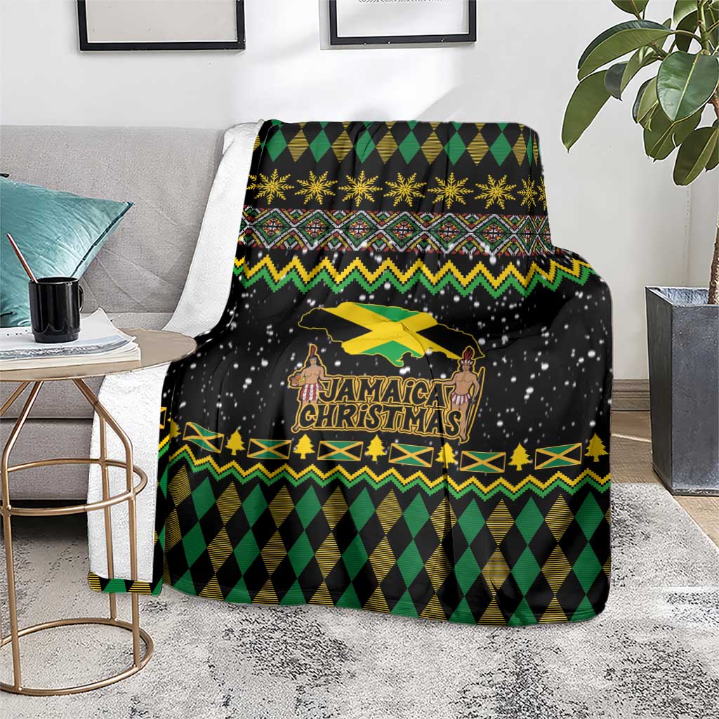 Jamaican Christmas Blanket - Rastafarian Lion with Xmas Elements Reggae Style