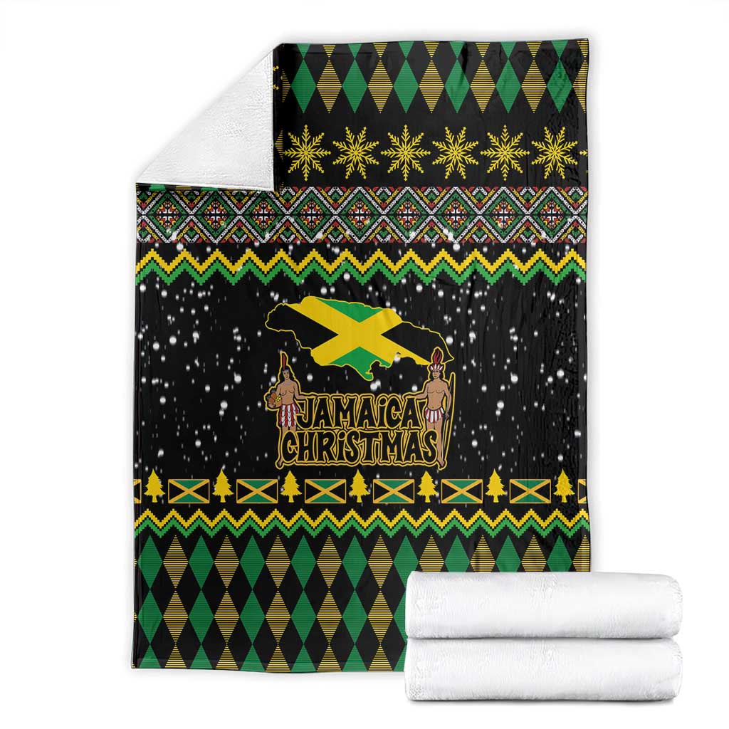 Jamaican Christmas Blanket - Rastafarian Lion with Xmas Elements Reggae Style