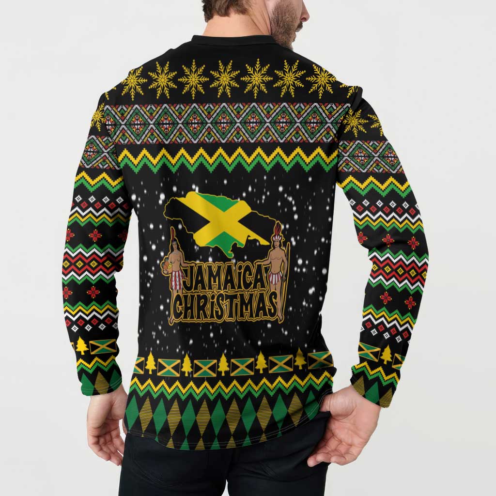 Jamaican Christmas Button Sweatshirt - Rastafarian Lion with Xmas Elements Reggae Style - Wonder Print Shop