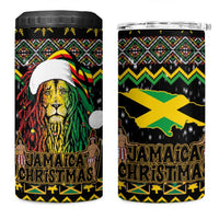 Jamaican Christmas 4 in 1 Can Cooler Tumbler Rastafarian Lion with Xmas Elements Reggae Style - Wonder Print Shop
