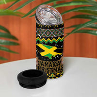 Jamaican Christmas 4 in 1 Can Cooler Tumbler Rastafarian Lion with Xmas Elements Reggae Style - Wonder Print Shop