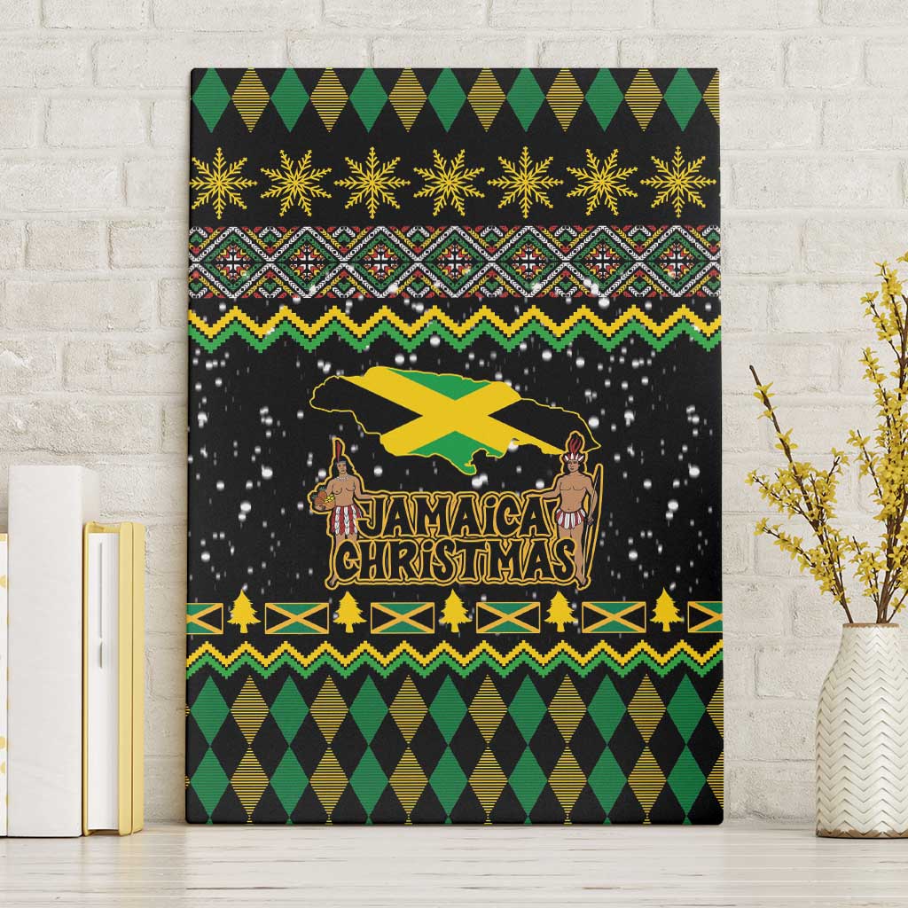 Jamaican Christmas Canvas Wall Art - Rastafarian Lion with Xmas Elements Reggae Style - Wonder Print Shop